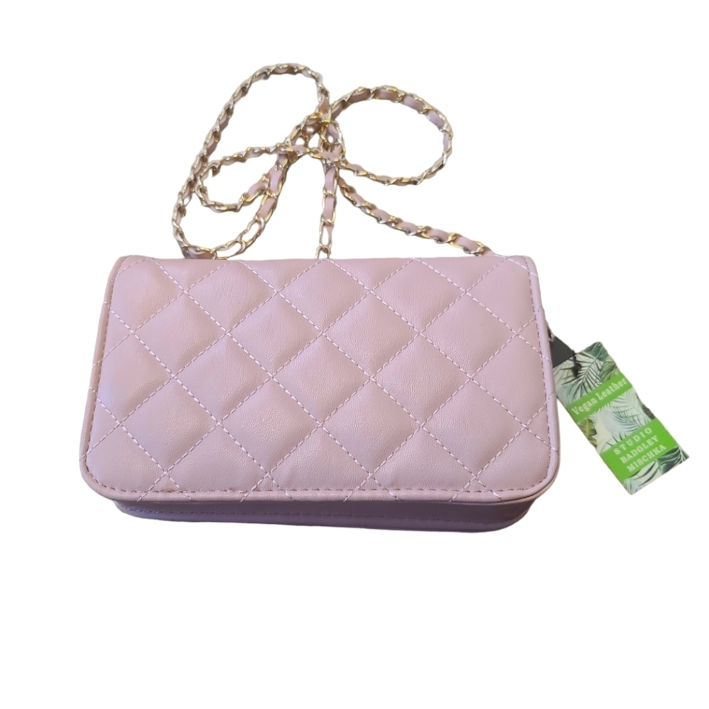 Badgley Mischka Diamond Quilted Blush Crossbody Bag Women's NWT - Picture 7 of 10